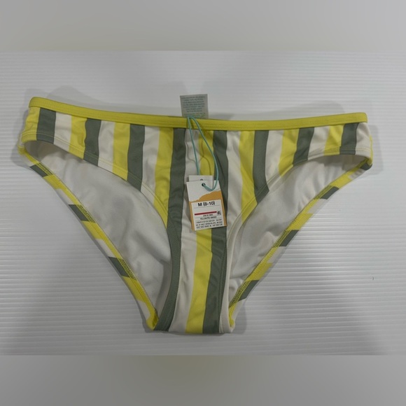 Women's Medium Coverage Hipster Bikini Bottom - Kona Sol Yellow Stripe, M 8-10 - Picture 2 of 5